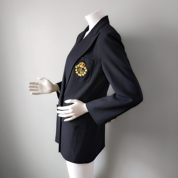 Vtg Ralph Lauren Black Gold Crest Bullion Blazer 8 - Picture 4 of 7